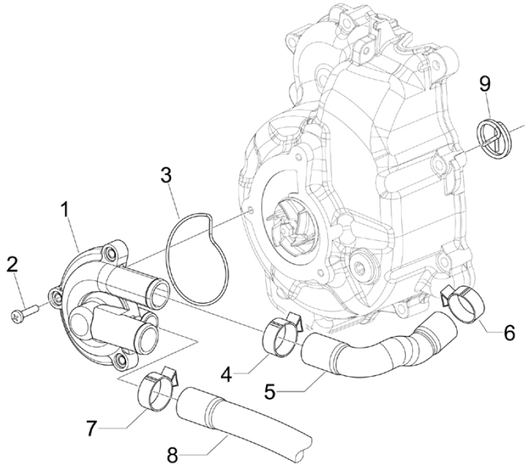 1.19 Vodní čerpadlo - Gilera Nexus 250 SP 4T LC 2006-2007 UK (ZAPM35300)