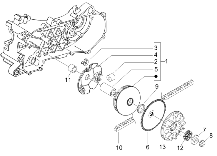 1.13 Řemen variátoru, variátor - Gilera Runner 50 SP 2005-2006 (ZAPC46100)