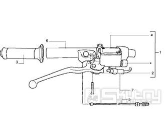 T35 Přední brzdová páčka a rukojeť - Gilera DNA 180ccm 4T LC do 2005 (ZAPM26000...)