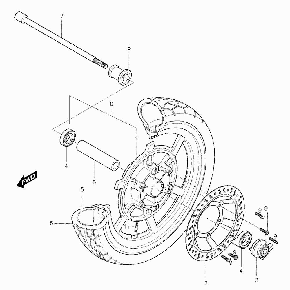 38 Přední kolo - Hyosung GV 125 Aquila