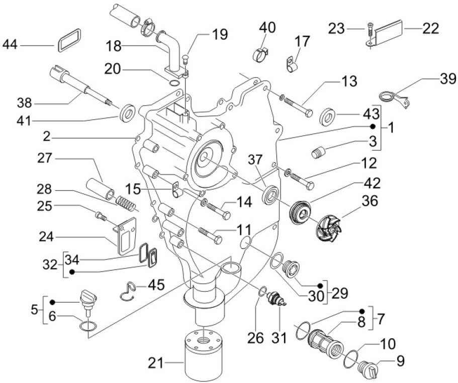 1.23 Kryt magneta dobíjení, olejový filtr - Gilera Nexus 500 4T LC 2006-2008 (ZAPM35200)