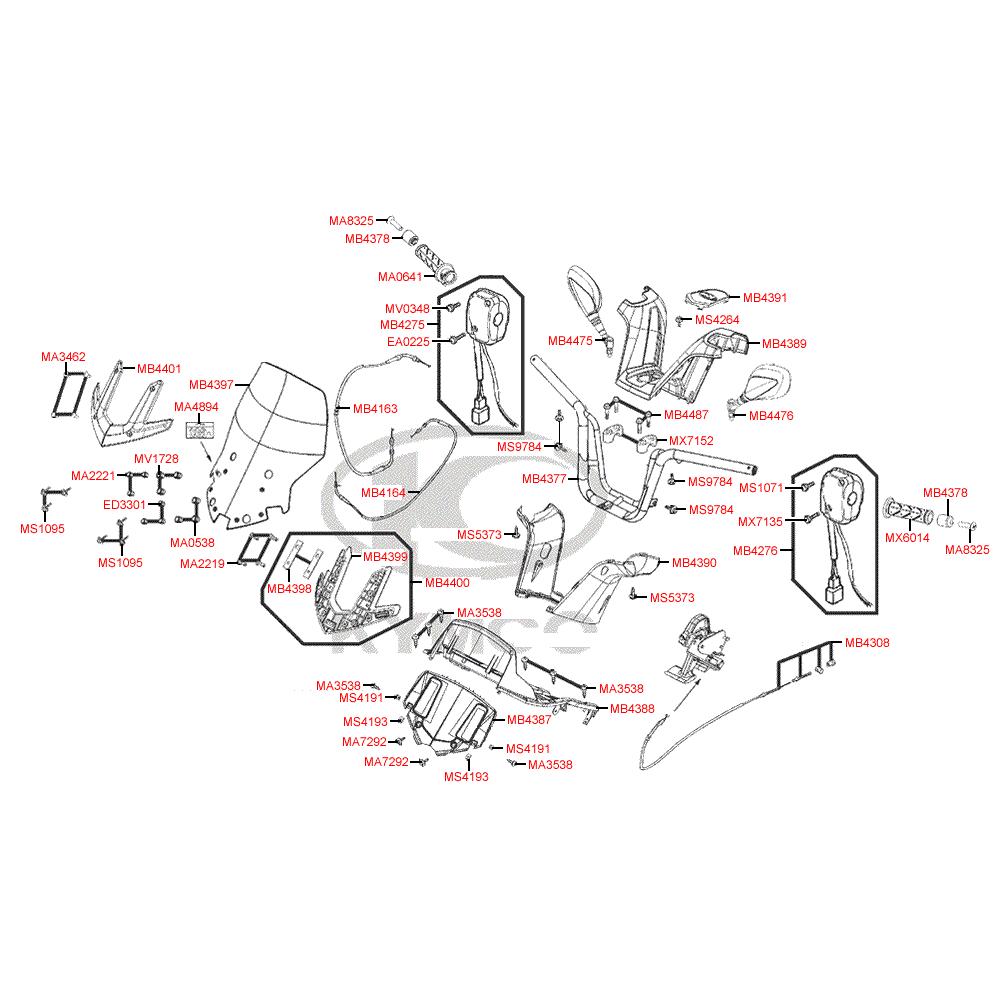 F03 Řidítka, zrcátka a kapotáž řidétek - Kymco MyRoad 700i ABS SAADAB