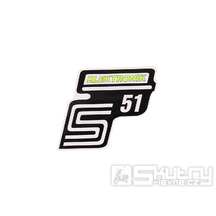 Nápis S51 Elektronik samolepicí fólie neonově žlutá pro Simson S51 / S51 Enduro