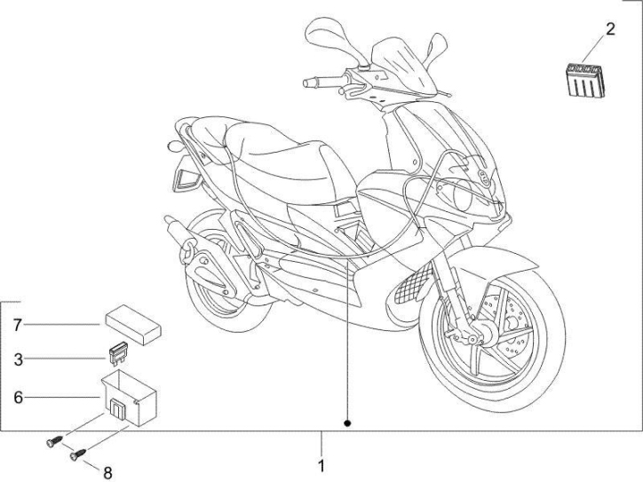 6.08 Elektroinstalace, pojistky - Gilera Runner 50 PureJet 2005-2006 UK (ZAPC46200)