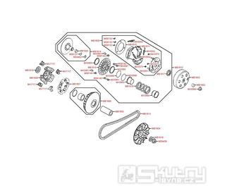 E06 Variátor a zadní řemenice - Kymco Downtown 300i