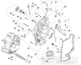 1.23 Kryt magneta dobíjení a olejový filtr - Gilera Fuoco 500ccm 4T-4V ie E3 LT od 2013 (ZAPM83100...)