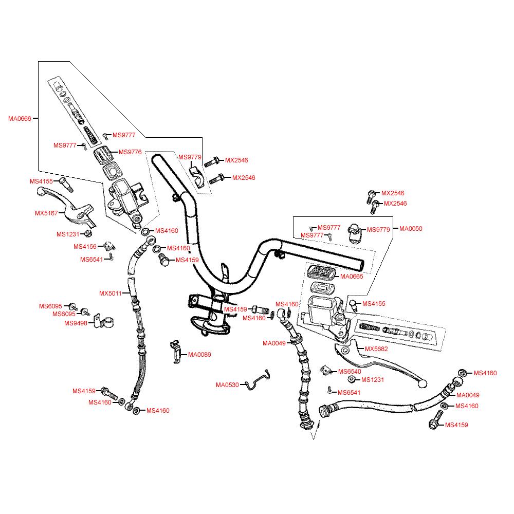 F04 Hlavní brzdový válec přední / Brzdová páčka / Brzdová hadice - Kymco Grand Dink 125 [SH25DA]