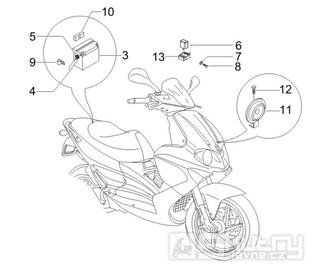 6.05 Baterie, houkačka, relé - Gilera Runner 50 PureJet Race CH 2006 (ZAPC46200)