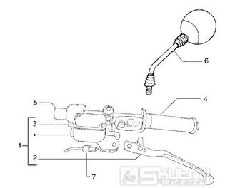 T35 Zadní brzdová páčka, rukojeť, zrcátko - Gilera DNA GP Experience 50ccm 2T 1998-2005  (ZAPC27000...)