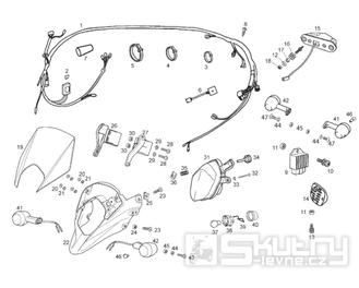 66.07 Osvětlení, blinkry, elektroinstalace, relé - Gilera SMT 50 Racing D50B0 od roku 2011 (ZAPABB00)