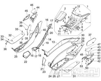 2.31 Středové plasty kapotáže, stupačky - Gilera Fuoco 500ccm 4T-4V ie E3 LT od 2013 (ZAPM83100...)