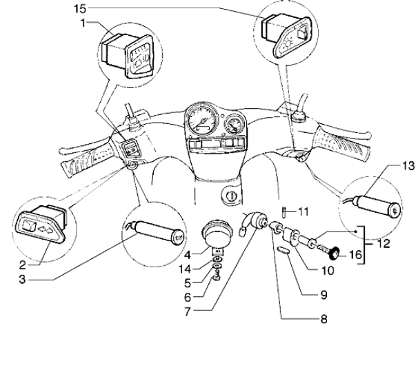 T41 Blinkry, klakson, přepínače - Gilera Stalker 50 do roku 2005 (ZAPC13000...)
