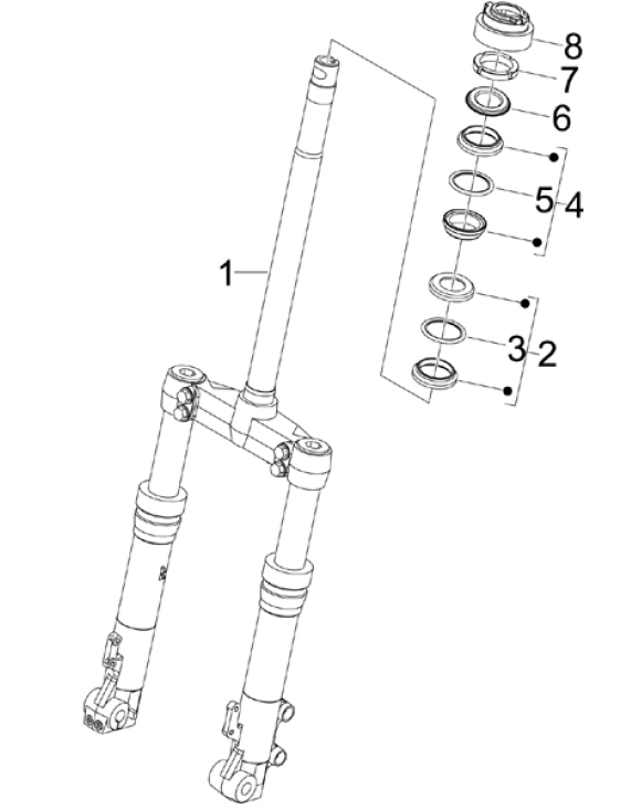 4.02 Přední kyvná vidlice, ložiska řízení - Gilera Runner 125 VX 4T Speciální série 2007 (ZAPM46300)