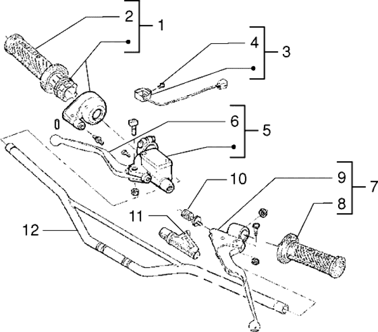 T27 Řidítka, gripy, brzdová a spojková páčka - Gilera RK 50ccm (VTBC08000...)