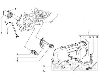 T11 Elektrický a nožní startér - Gilera DNA 50ccm 2T 1998-2005 (ZAPC27000...)