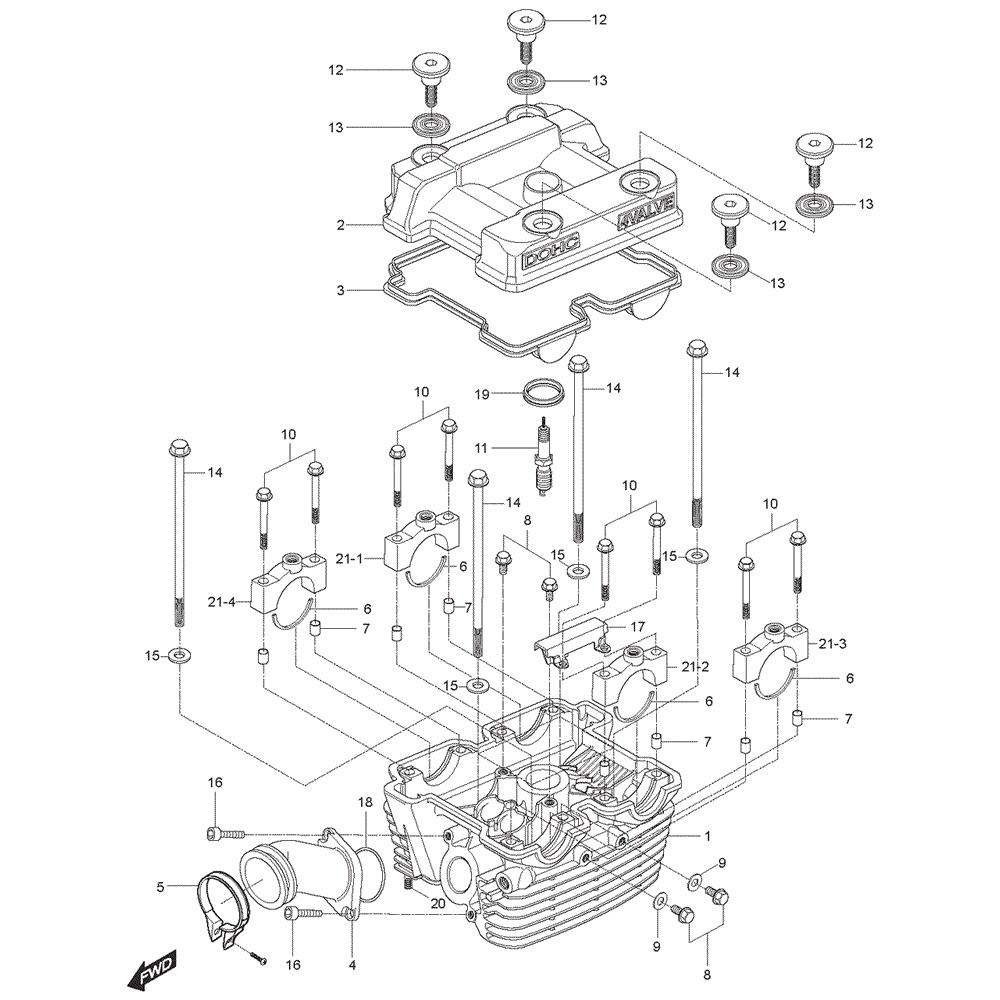 FIG01h Hlava válce zadní - Hyosung GT 125 RF