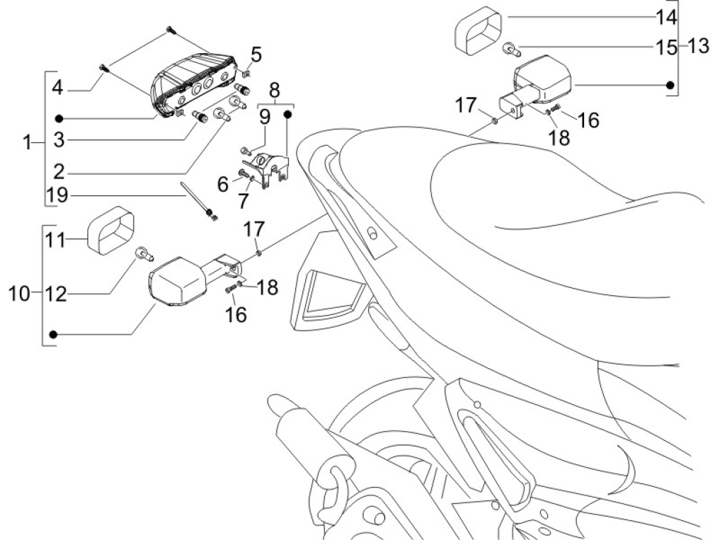 6.04 Zadní světlo a blinkry - Gilera Runner 125 VX 4T 2006-2007 UK (ZAPM46300)