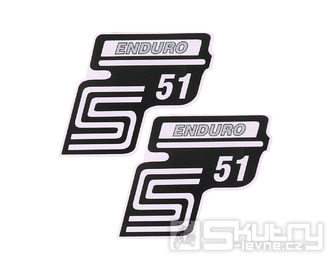 Nápis S51 Enduro samolepicí fólie stříbrná 2 ks pro Simson S51 / S51 Enduro