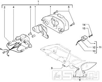 T42 Zadní světlo a osvětlení SPZ - Gilera DNA 180ccm 4T LC do 2005 (ZAPM26000...)