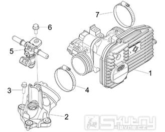 1.36 Škrtící klapka, vstřikovač - Gilera Nexus 300ie 4T LC 2009-2011 (ZAPM35600)