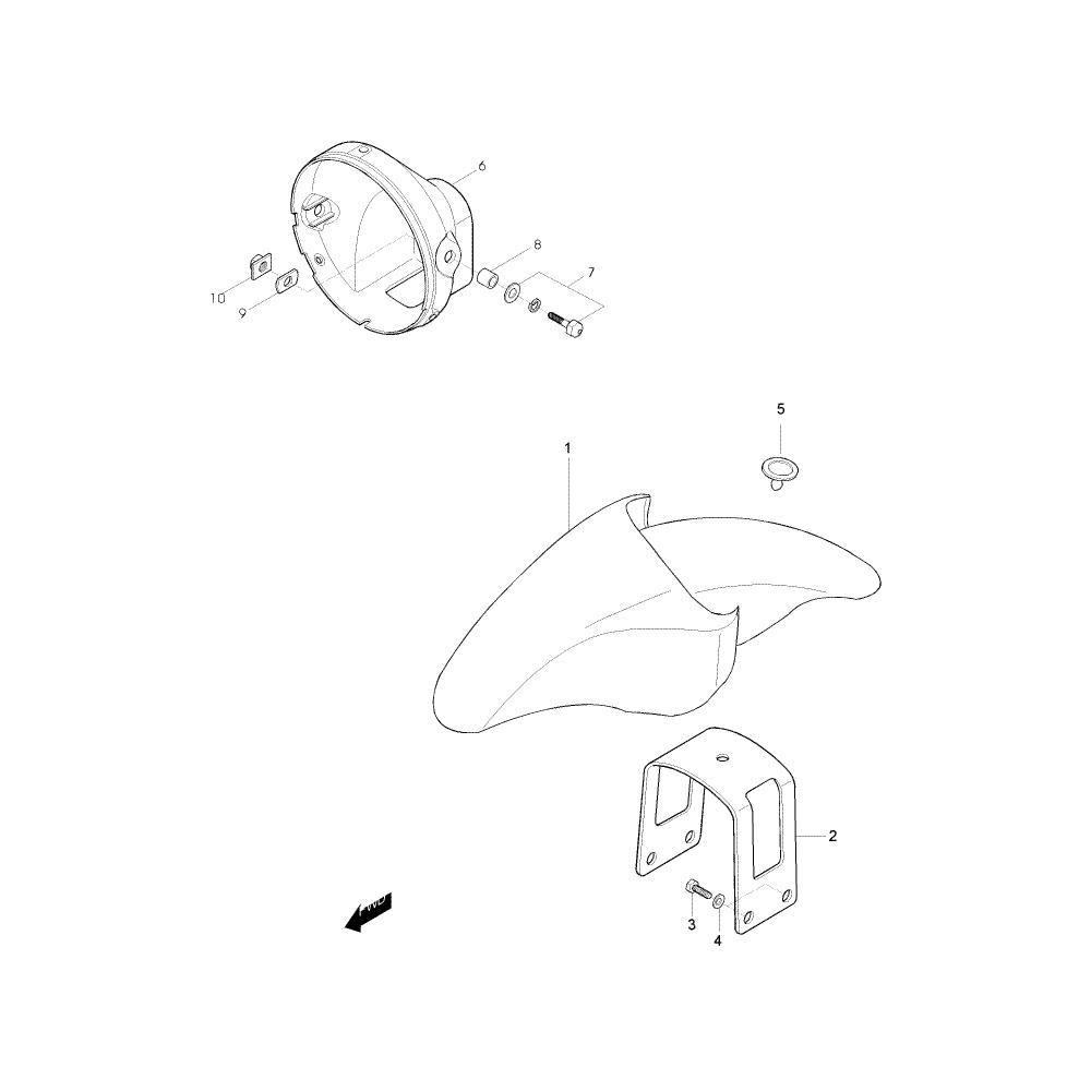 36 Přední blatník / Držák světla - Hyosung GF 125 Speed