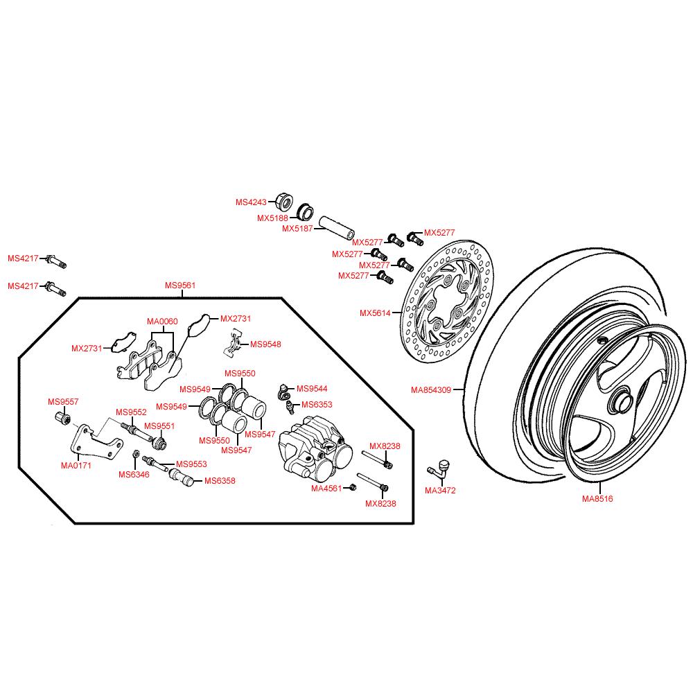 F08 Zadní kolo s brzdou - Kymco Grand Dink 125S