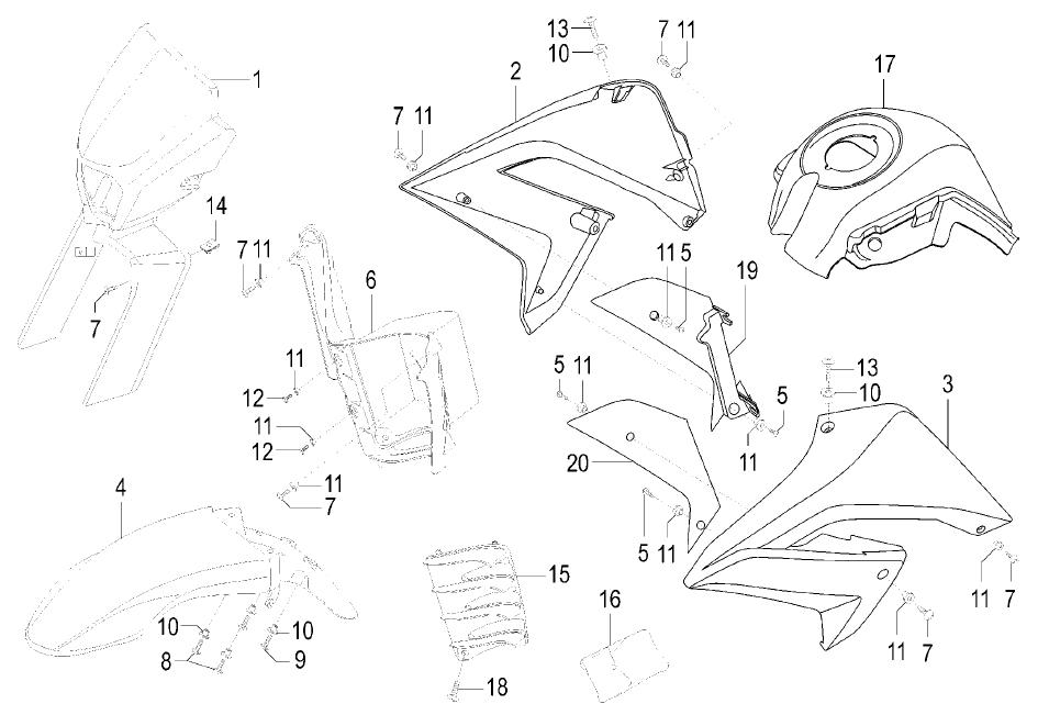 Přední kapotáž - Malaguti X3M 125 Enduro VE5