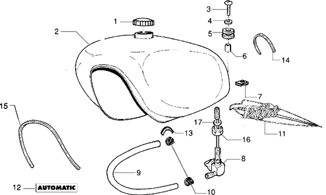 T22 Palivová nádrž - Gilera Eaglet automat do 2005 (ZAPC09000...)