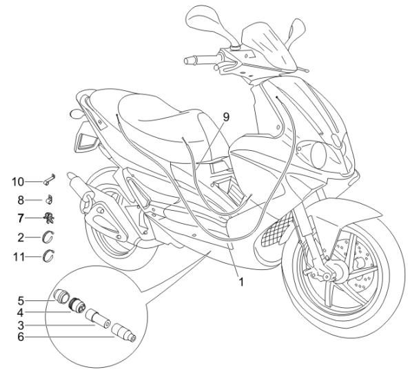 5.03 Brzdové lanko, rozdělovač - Gilera Runner 50 SP 2007 (ZAPC461000)