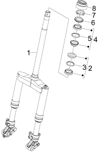 4.02 Přední kyvná vidlice, ložiska řízení - Gilera Runner 50 PureJet 2010-2011 (ZAPC46200)