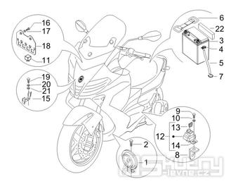 6.05 Baterie, houkačka, relé - Gilera Nexus 500 4T LC 2006-2008 (ZAPM35200)