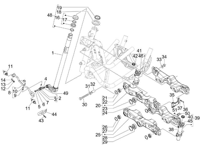 4.02 Tyč řízení - Gilera Fuoco 500ccm 4T-4V ie E3 LT od 2013 (ZAPM83100...)