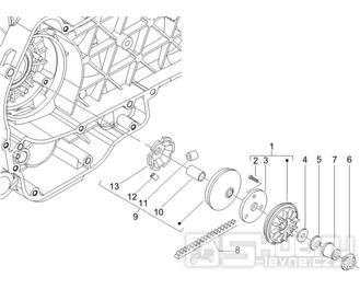 1.13 Řemen variátoru, variátor - Gilera Runner 125 "SC" VX 4T 2006 UK (ZAPM46300)