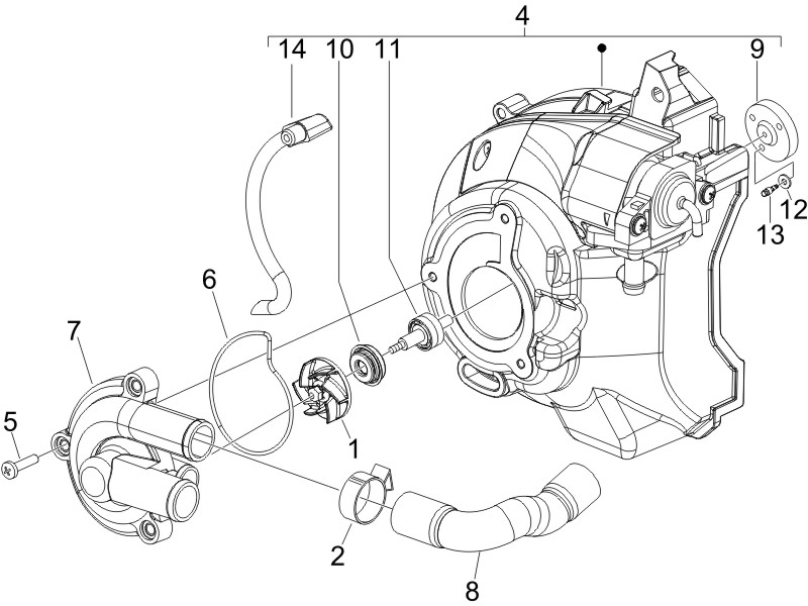 1.19 Vodní čerpadlo - Gilera Runner 200 VXR 4T LC 2005-2006 (ZAPM46200)