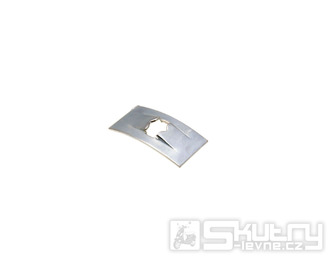 Pojistný plíšek nápisu 15x8mm pro Ape, Piaggio, Vespa