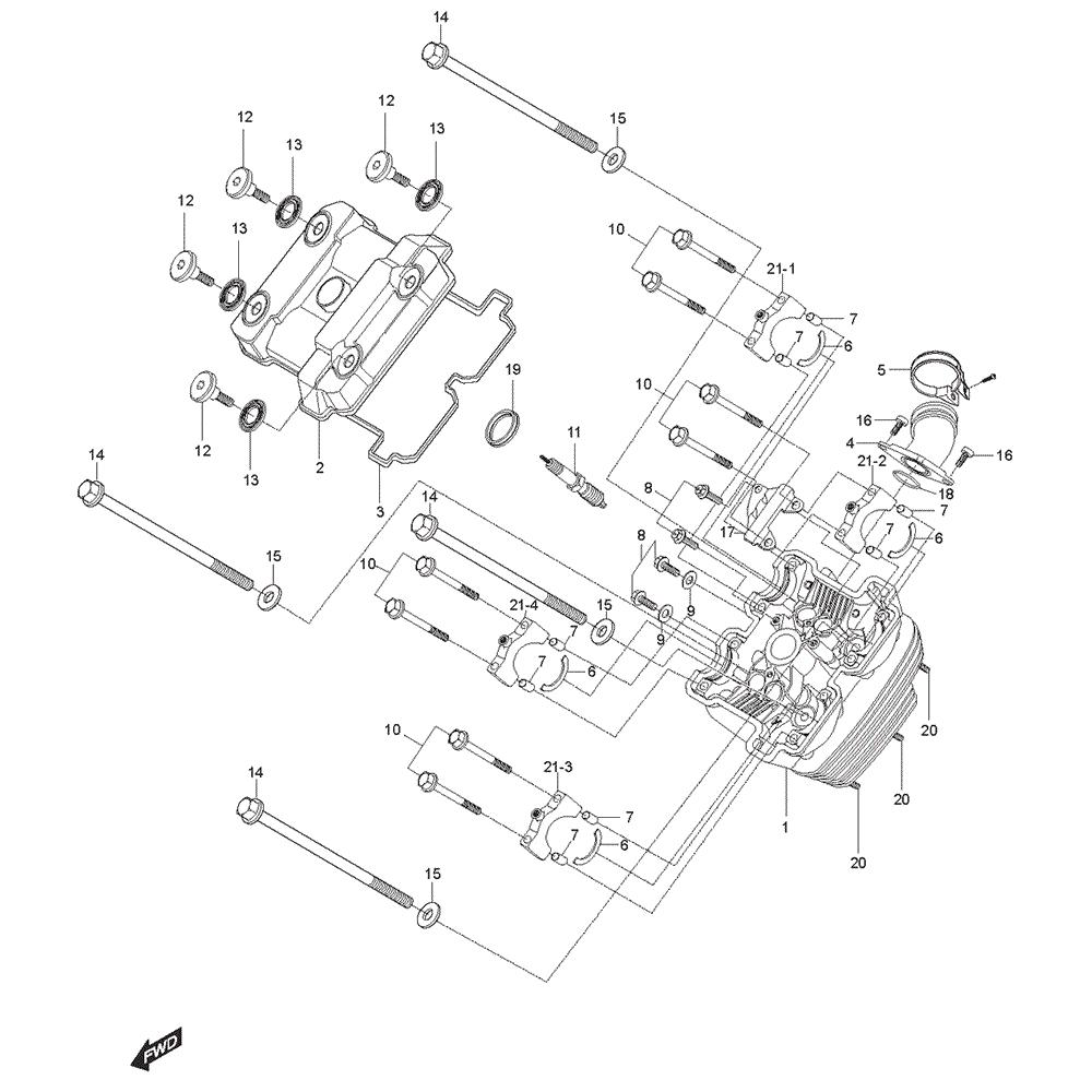 FIG01v Hlava válce přední - Hyosung GT 125 RF