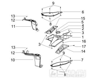 2.31 Středový plast, stupačky - Gilera Runner 125 "SC" VX 4T 2006-2007 (ZAPM46100)