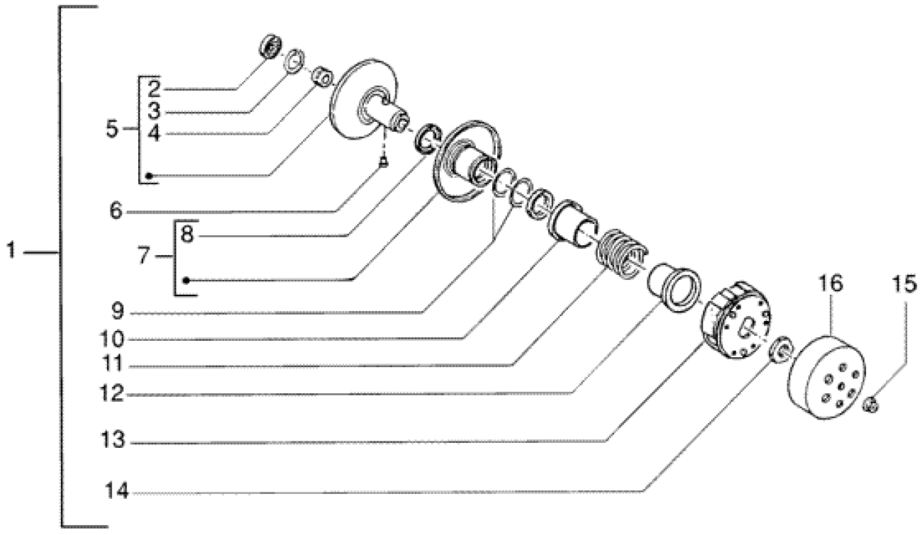 T7 Zadní řemenice a spojka - Gilera DNA 50ccm 2T 2005 (ZAPC270003000001)