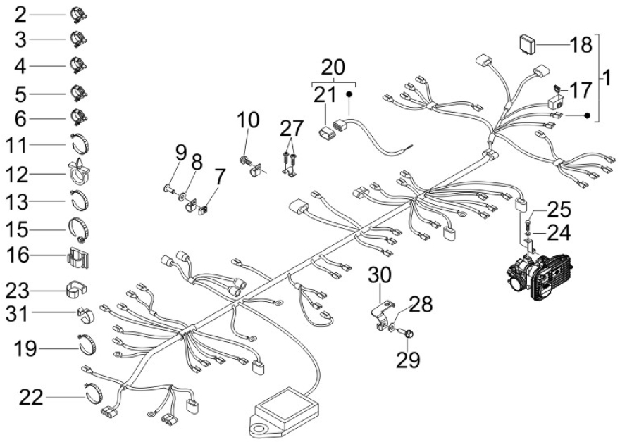 6.08 Elektroinstalace, pojistky - Gilera Nexus 250 4T LC 2007 (ZAPM35300)