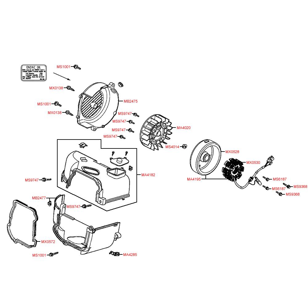 E08 Kryty / Magneto dobíjení - Kymco Agility 50 Carry 4T KG10DA