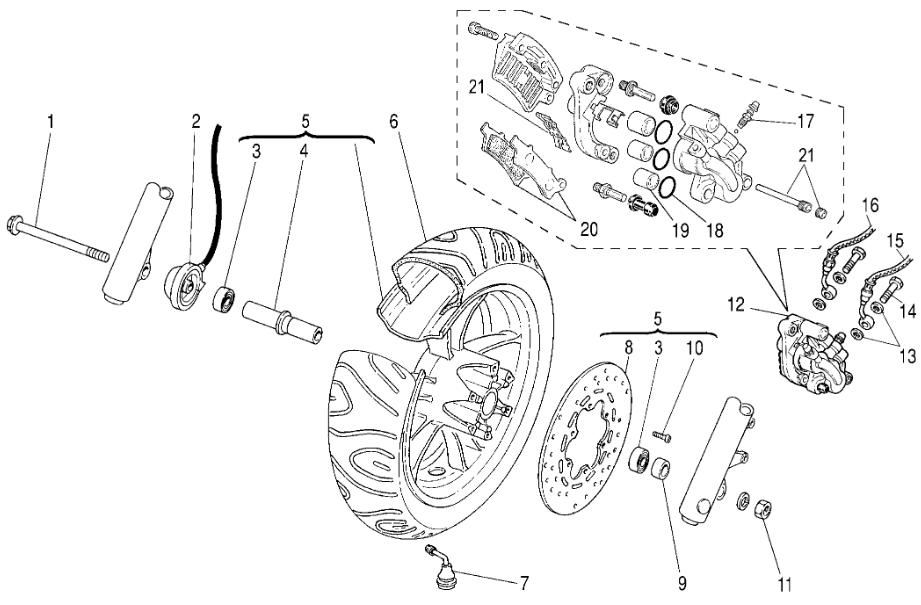 Přední kolo a brzdový systém - Malaguti Madison K 400 Restyling