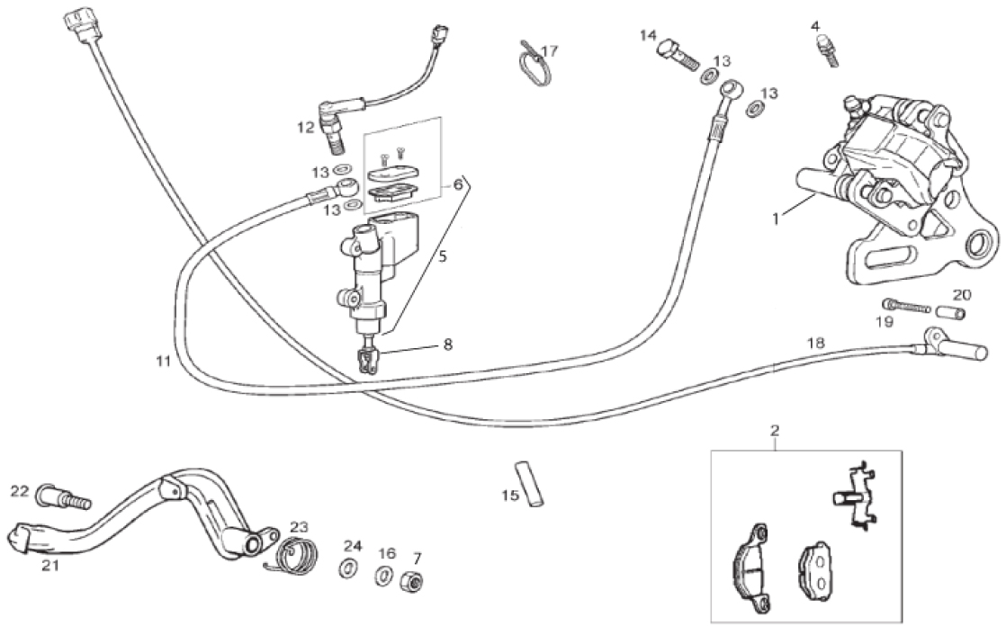 66.10 Zadní brzdový třmen a brzdový válec - Gilera RCR 50 od roku 2013, D50B0