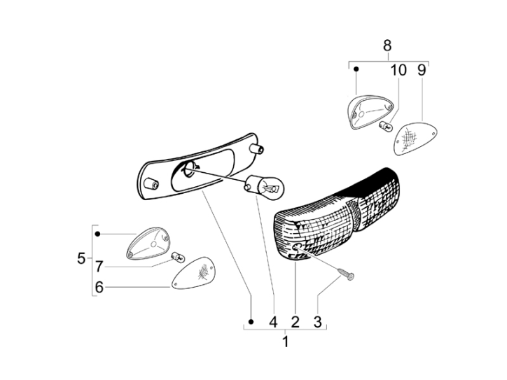 6.04 Zadní světlo a blinkry - Gilera Storm 50 2007 (UK - ZAPC29000)