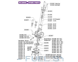 Jehla karburátoru 12/22 standard - Polini CP = 343.0601