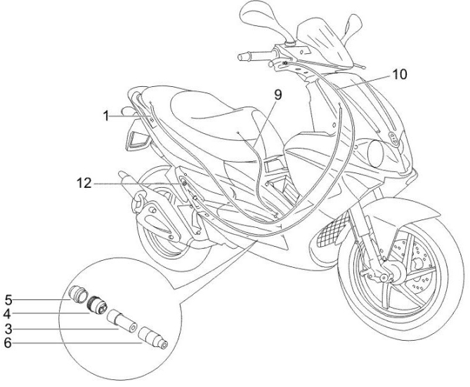 5.03 Plynové lanko, rozdělovač - Gilera Runner 50 PureJet 2010-2011 (ZAPC46200)