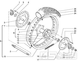 T35 Zadní kolo, brzdový kotouč - Gilera RK 50 (VTBC 08000 0001001)