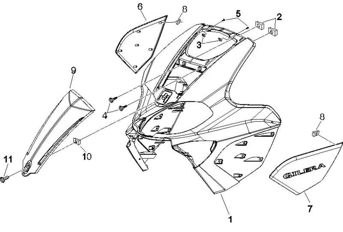 2.26 Přední plast, kapotáž - Gilera Runner 125 "SC" VX 4T UK (ZAPM46100)