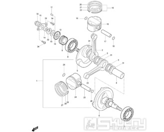 FIG06 Kliková hřídel / Píst - Hyosung GV 125M C Aquila