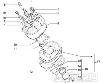 T4 Hlava válce, válec, pístní sada - Gilera RK 50 (VTBC 08000 0001001)