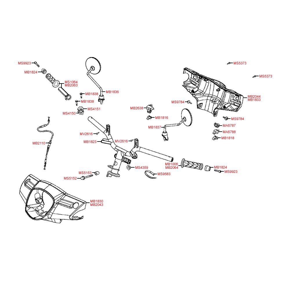 F03 Řidítka, zrcátka a ovládání - Kymco Like 200i